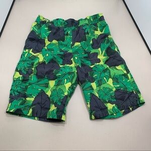 Columbia Swim Trunks Kid XL (18-20) Green Tropical Omni-Shade Drawstring boys